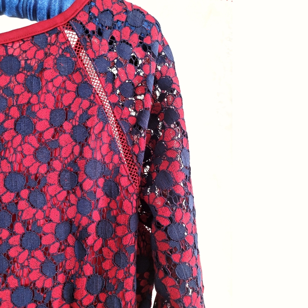 ModCloth Navy and Fuchsia Lace Fit-and-Flare Dress - Picture 6 of 9